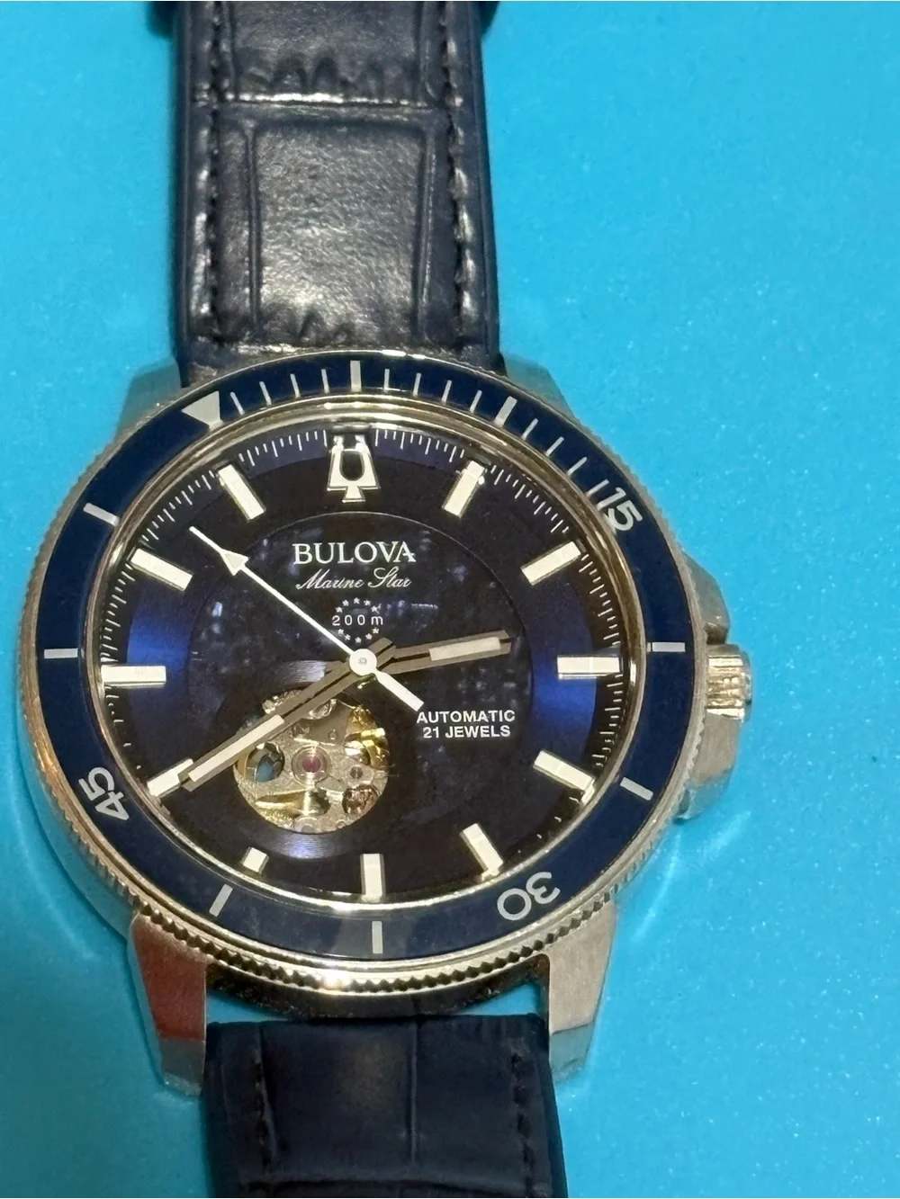 Bulova Men’s Marine Star Automatic Watch with Blue Strap